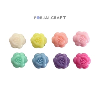 ลูกปัดดอกไม้ Pastel flower beads 11mm