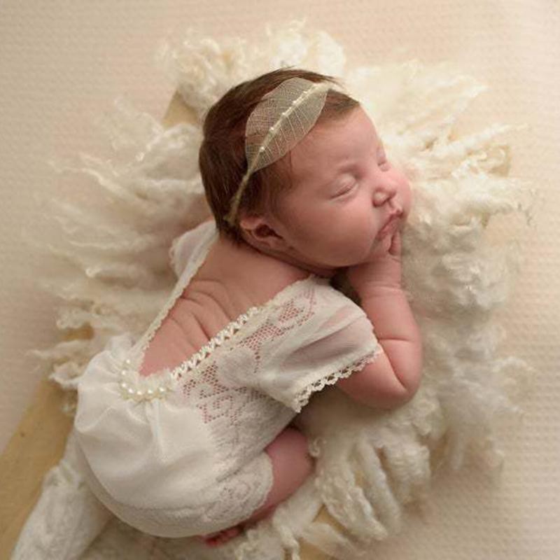 ชุดจัมพ์สูทที่คาดผมสําหรับเด็กทารกแรกเกิดผู้หญิงปักลายลูกไม้