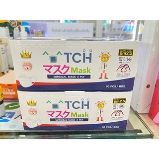 TCH Mask หน้ากาก 3 ชั้น กล่องละ 50 ชิ้น ฟ้่า/เขียว/ขาว/ม่วง