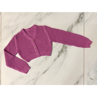 (P262)  Brandname Italy  เสื้อไหมพรมเด็ก 15เดือน cardigan คอวีผ่าหน้า ทอลายโครเชร์ ตาข่ายทั้งตัว