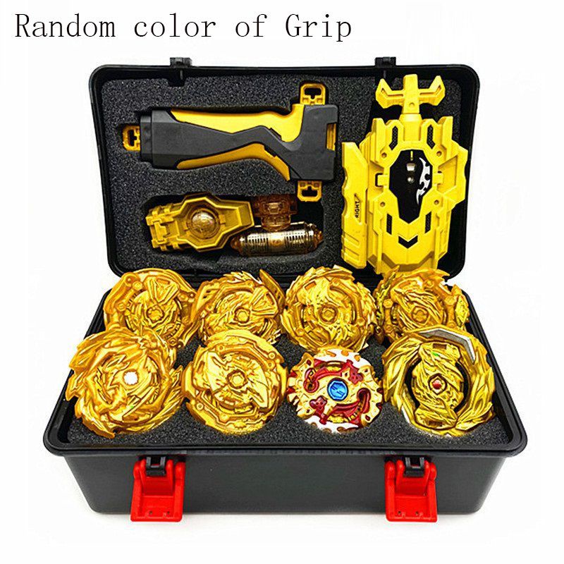 เบย์เบลด สีทอง 8 ชิ้น เซต Gyro Burst พร้อมตัวปล่อย แบบพกพา กล่องเก็บของขวัญ เด็ก