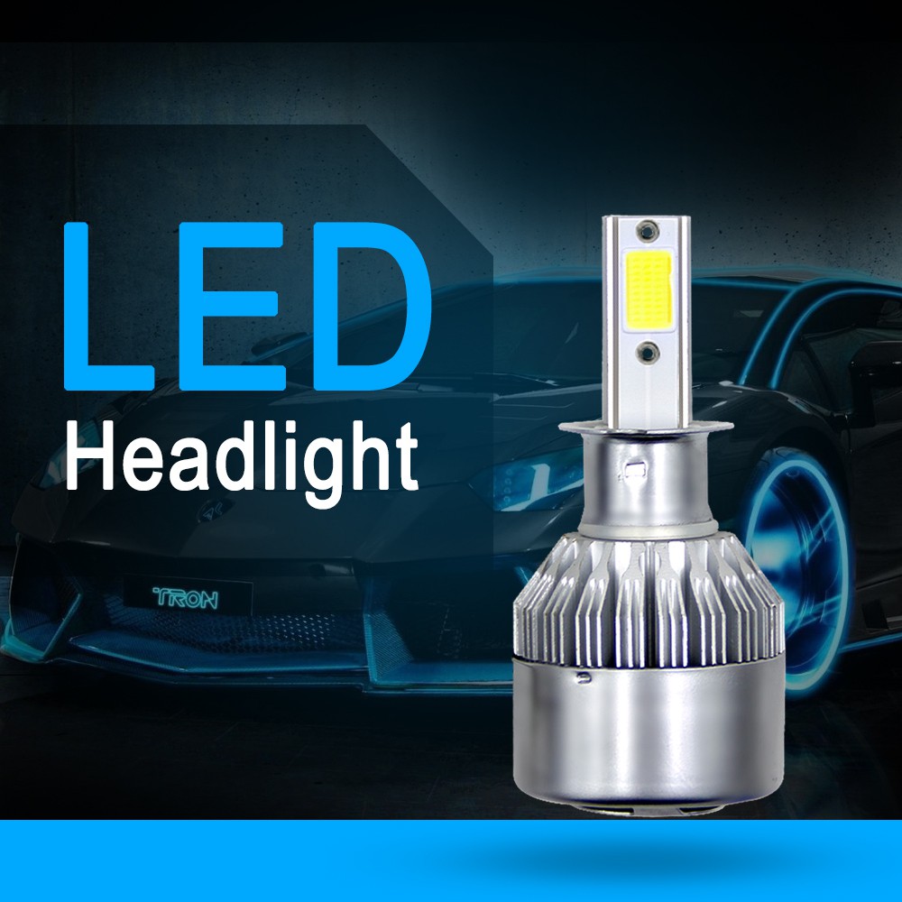 1 คู่ LED ไฟหน้ารถไฟ 3800LM อัตโนมัติ LED Car Headlight Bulb C6 H3 6000K