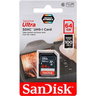 SanDisk Ultra Class10 SDCard 64GB Speed100MB/s (SDSDUNR-064G-GN6IN) เมมโมรี่ การ์ด แซนดิส กล้องถ่ายรูป กล้องDSLR ถ่ายภาพ