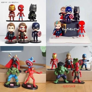 ตุ๊กตา SpiderMan Thor Captain America Super--man สําหรับตกแต่งเค้ก 4 ชิ้น 6 ชิ้น
