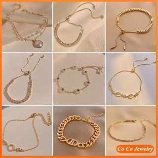 Cocojewelry เกาหลี ดอกไม้ เพทาย มุก สร้อยข้อมือ กําไลข้อมือ เครื่องประดับ ของขวัญ