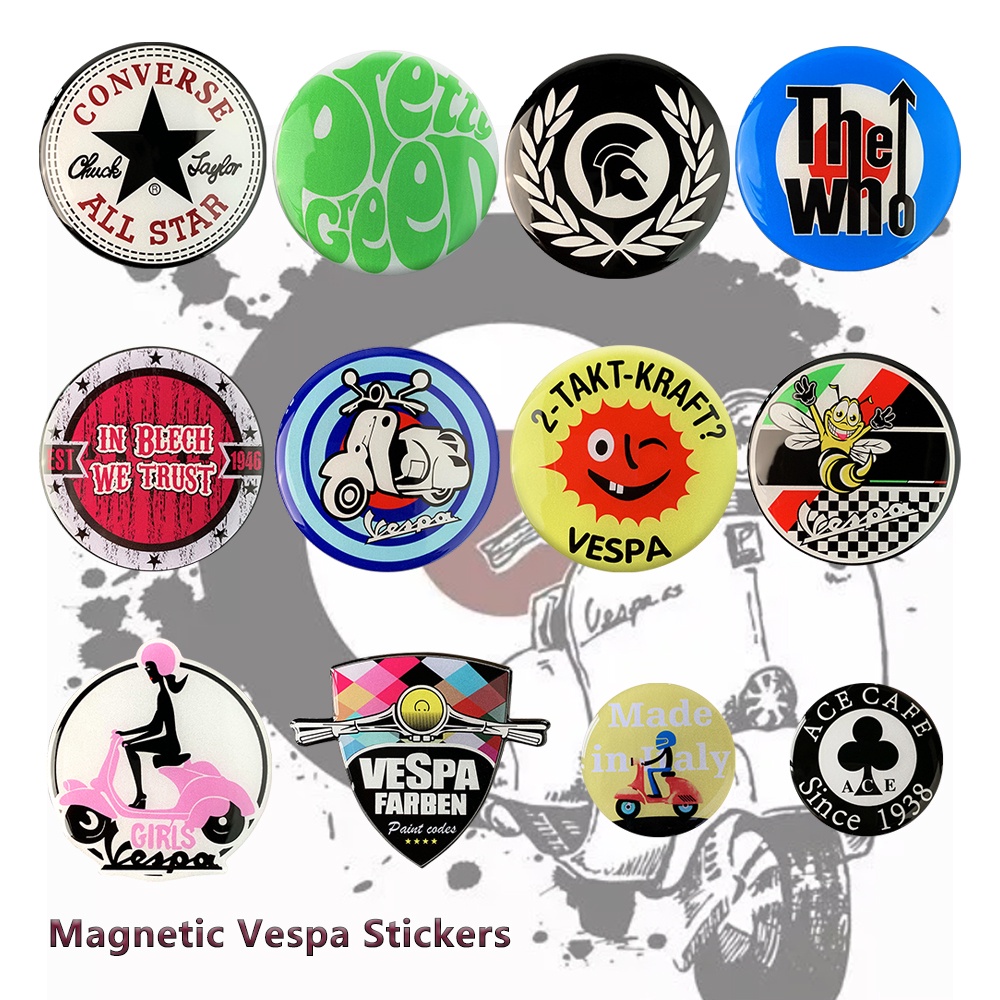 สติกเกอร์สะท้อนแสง แบบแม่เหล็ก ลายโลโก้ Vespa สําหรับติดตกแต่งรถมอเตอร์ไซค์ [พร้อมส่ง]