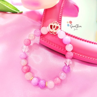 [พร้อมส่ง] Gamglom กำไลหินมงคลแท้ ชาร์มรูปหัวใจคู่ หินหลากสี 8 มิล