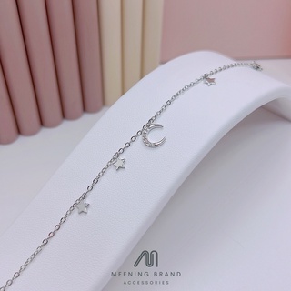 MeeningBrand❥สร้อยข้อมือเงิน MOON DIAMOND &amp; LITTLE STAR [01-0002]