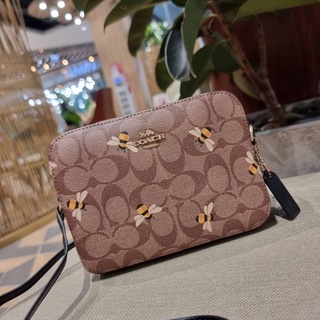 COACH C8671 MINI CAMERA BAG IN SIGNATURE CANVAS WITH BEE PRINT