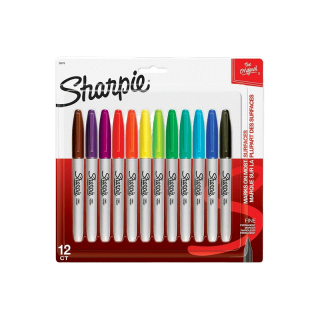 Sharpie (ชาร์ปี้) Marker Fine แพ็ค 12 ด้าม Fun Colour ปากกามาร์คเกอร์ Permanent Marker ปากกากันน้ำ ปากกาเขียนแผ่นพลาสติก
