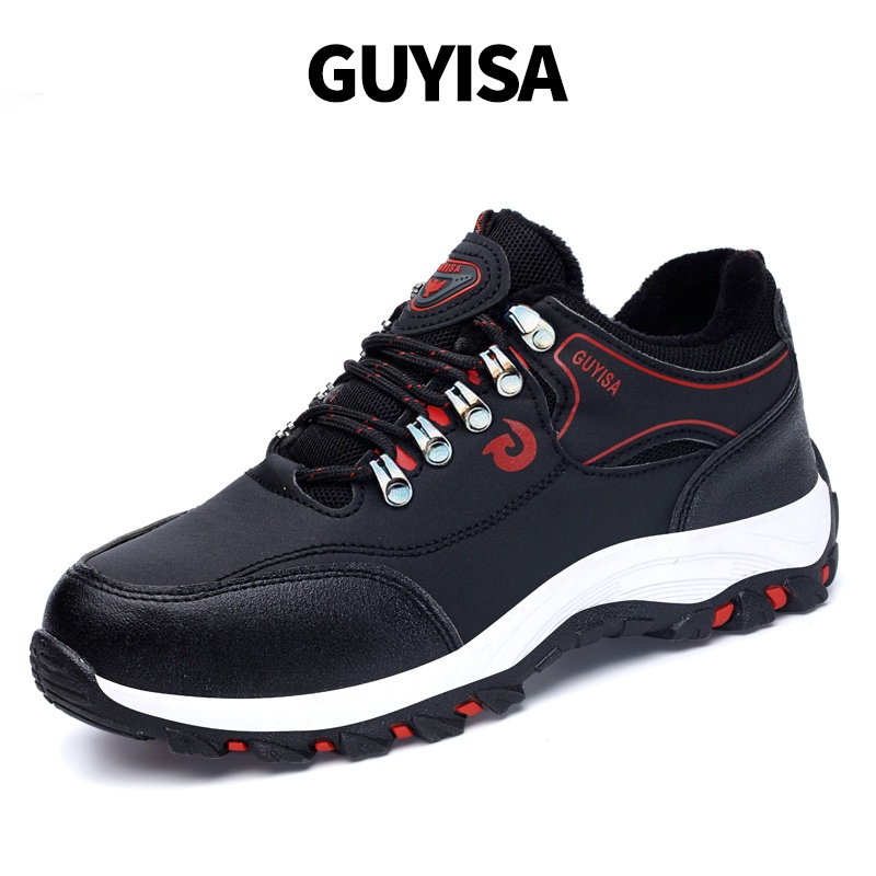 Guyisa รองเท้าเซฟตี้ผู้ชายอบอุ่นและสบายรองเท้าทํางานกันน้ํา