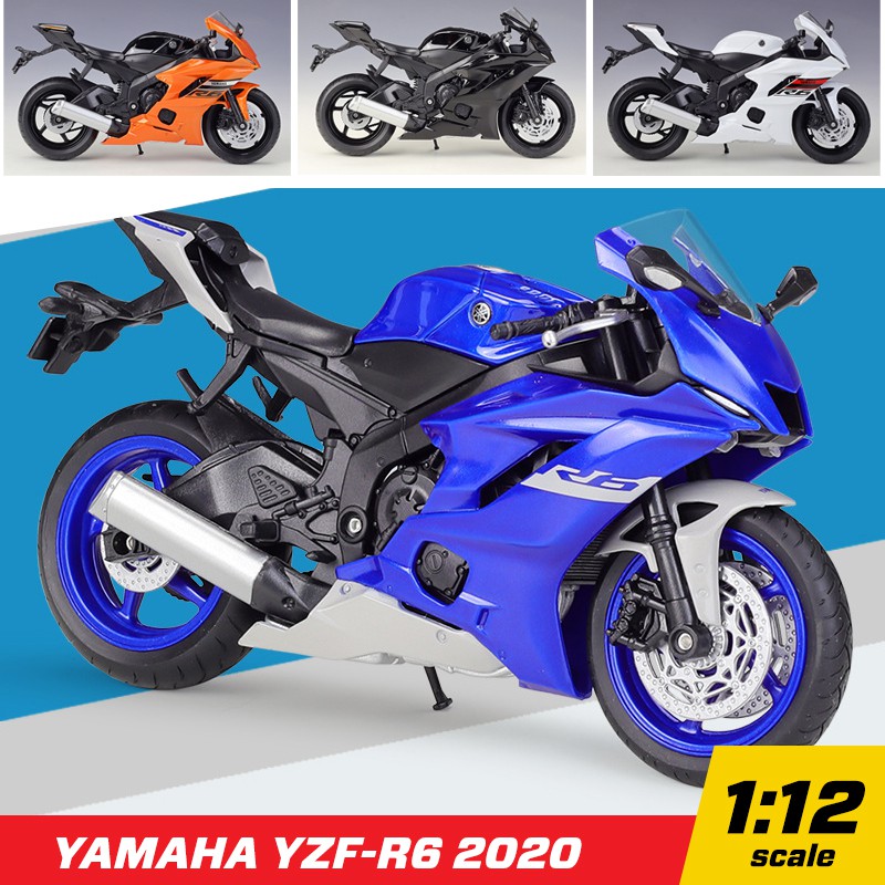 โมเดลรถ บิ๊กไบค์ Yamaha YZF-R6 2020 สเกล 1:12 แบรนด์ Welly โมเดล R6 1/ ...
