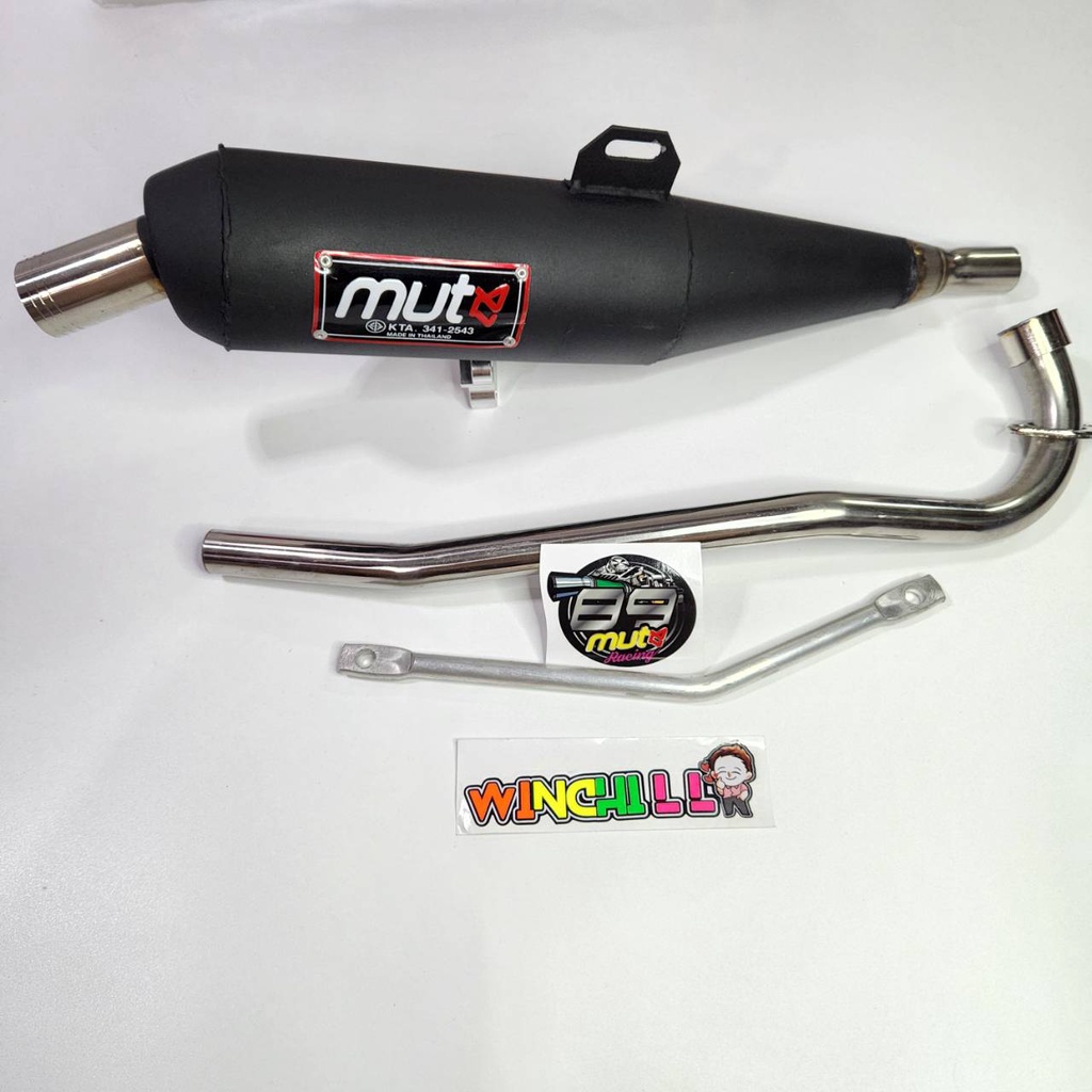 ท่อย่น MUTE ผ่าหมก ปลายปิด จุกเลสยาว+ เหล็กยึดท่อ แถมฟรีสติ๊กเกอร์ WAVE110i 2014-2022 ***มี มอก.*** ***ตำรวจไม่จับเสียงนุ่มๆ***