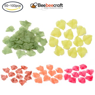 Beebeecraft 100 pcs Transparent Frosted Acrylic Pendants Maple Leaf 24x22.5x3mm Hole: 1mm for Bracelet Necklace Making