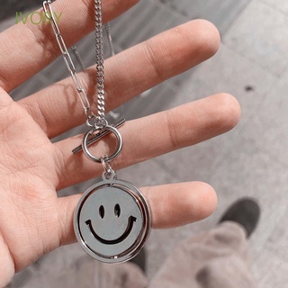 IVORY Trendy Circle Necklaces Harajuku Fashion Jewelry Clavicle Chain Smiley Face Hiphop Punk Men OT Buckle Rotation Choker