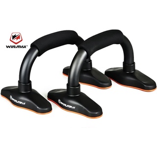 WINMAX push Up Handles, push Up stand Bar, มือจับ push ups, ฟิตเนส, ยิมนาสติก, การฝึกหน้าอก, อุปกรณ์เพาะกายพร้อมก้านสแตนเลสและที่จับโฟมสำหรับผู้ชายและผู้หญิง, 1 คู่ (สีดำ)