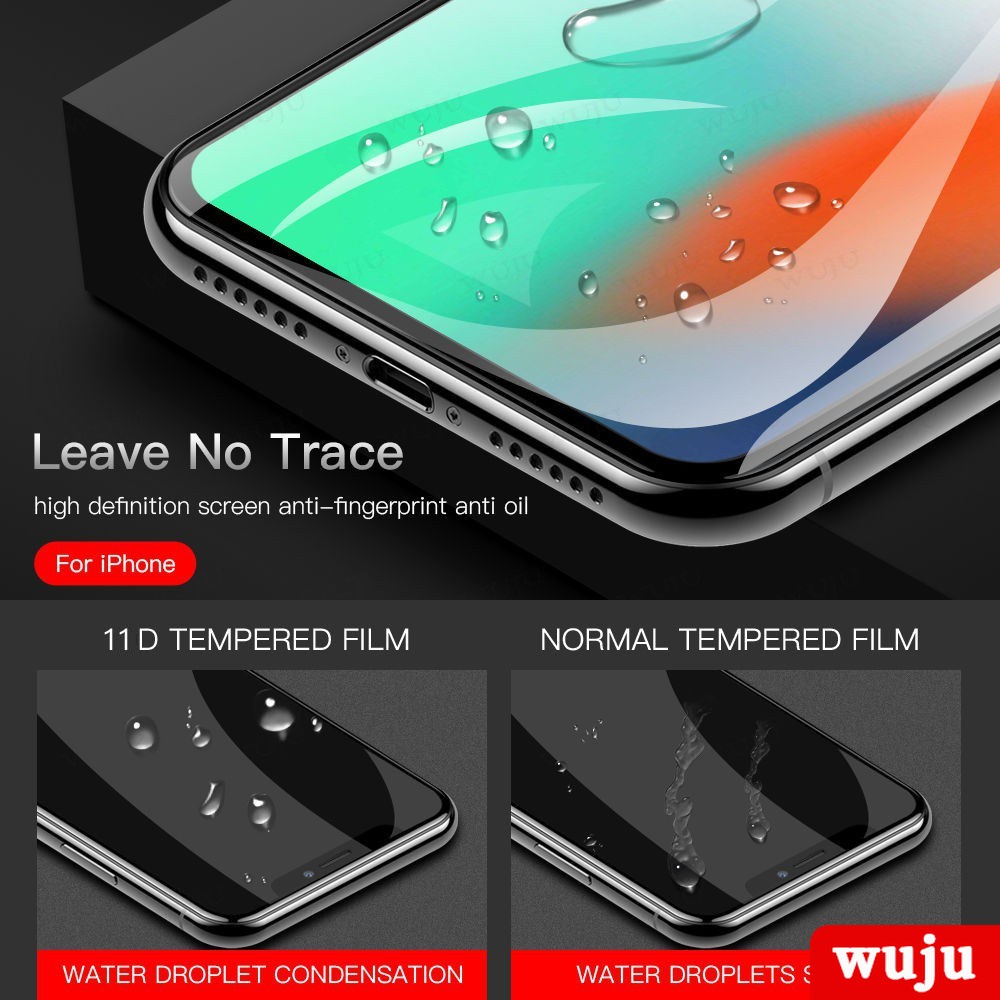 Wuju ฟิล์มกระจกนิรภัยกันรอยหน้าจอ 10D ใสมาก สําหรับ iPhone 16 15 14 11 12 13 Pro Max XR X XS Max Plus SE