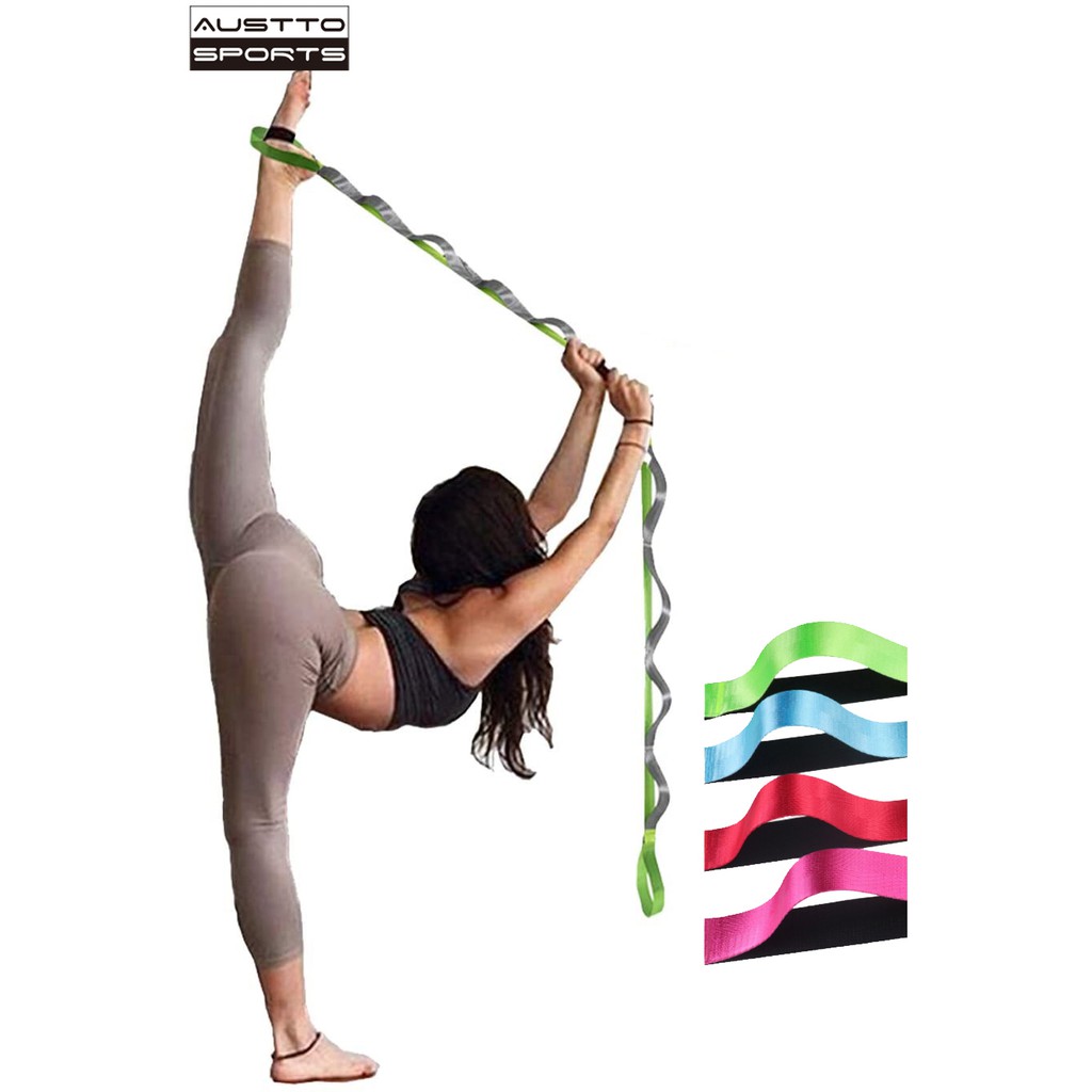 Austto 12 Loops Stretch Strap Non-Elastic Band Perfect Exercise Physical Therapy Belt Stretching Str