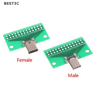 Best3c อะแดปเตอร์ซ็อกเก็ตเชื่อมต่อ PCB 24+2P USB 3.1 Type-C ตัวผู้ ตัวเมีย 2.54 มม.