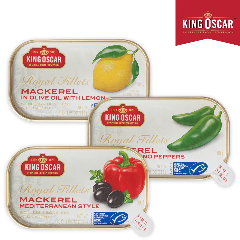 King Oscar คิง ออสการ์ แมคเคอเรลฟิลเลท์ 115g (เลือกรสได้)