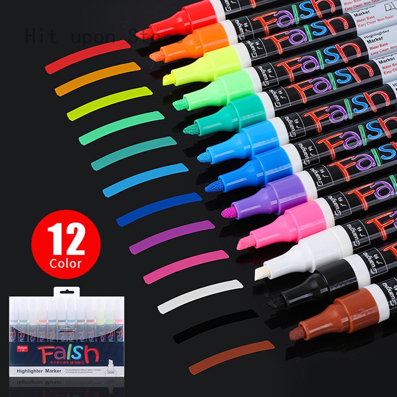 812PCS Set Liquid Chalk Marker Pens Erasable Multi Colored Highlighters ...