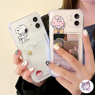 🌈Casing🌸 เคสโทรศัพท์มือถือ กันกระแทก ลายการ์ตูนสนูปปี้ พร้อมช่องใส่บัตร สําหรับ Compatible For iPhone 14 13 12 11 Pro Max SE 2020 X XR Xs Max 7 8 6 6s Plus