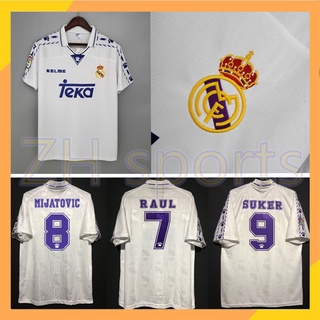 เสื้อกีฬาแขนสั้น ลายทีมชาติฟุตบอล Real Madrid 1996 1997 96 97 Real Madrid MIJATOVIC 8 RAUL 7 SEEDORF 10 ชุดเหย้า