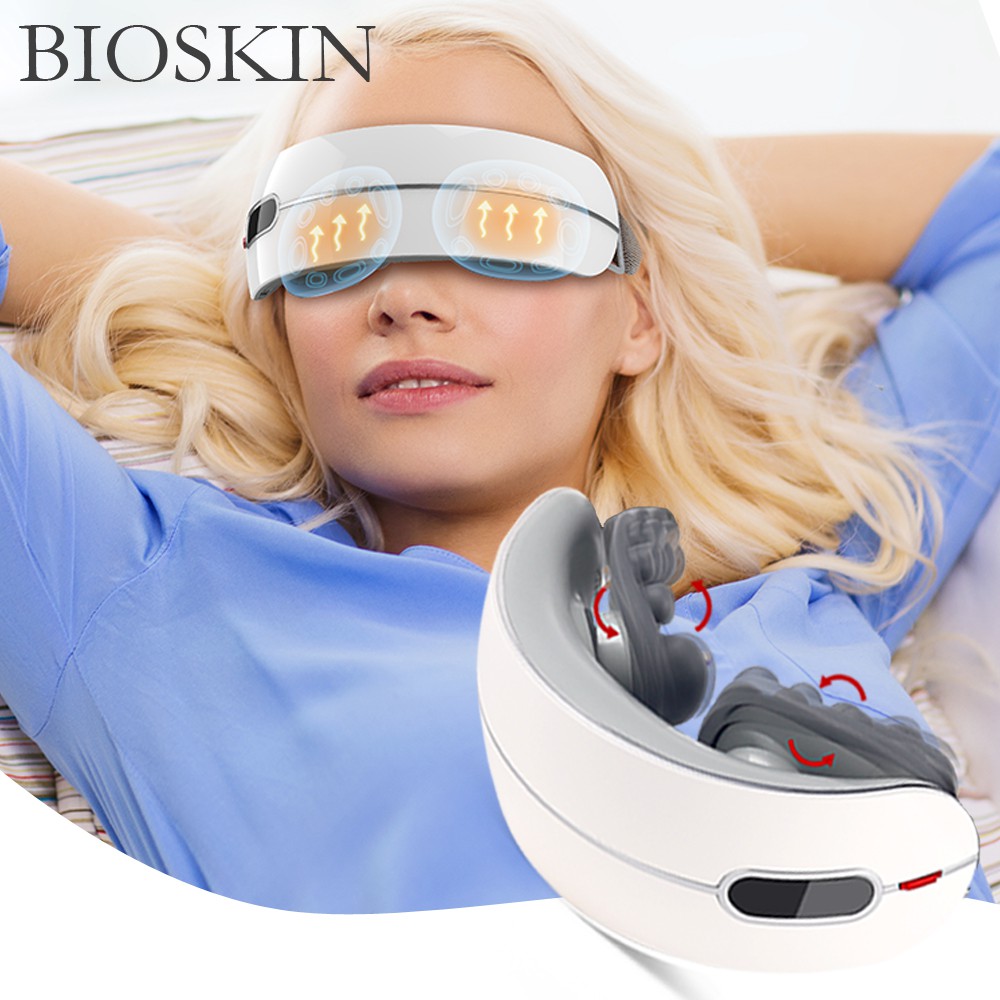 BIOSKIN Smart Silicone Massager Electric Portable Eye Massager with Heating Music Kneading Shiatsu Massager Therapy Massage Eye Care