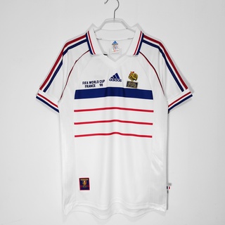 เสื้อกีฬาแขนสั้น ลายทีมชาติฟุตบอล France Away World Cup 1998 ชุดเยือน