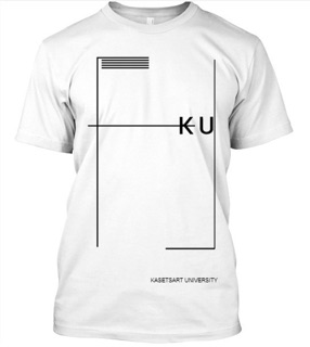 เสื้อสกรีน KU (Kasetsart University)ลายAสีขาว