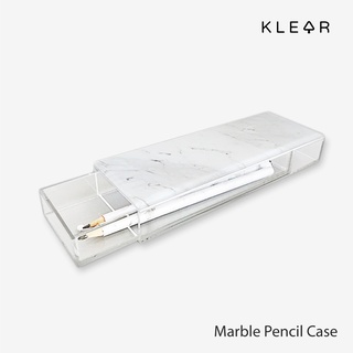 KlearObject  Marble pencil case กล่องอะคริลิคใส่ปากกา กล่องใส่ดินสอ ที่ใส่เครื่องเขียน อะคริลิคใสลายหินอ่อน