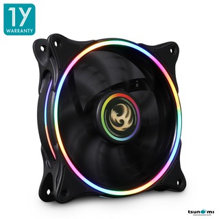 พัดลมระบายความร้อน Tsunami Neon Light Series RGB P.W.M. Speed control Cooling Fan X 1   120mm (รับประกันสินค้า 1 ปี)