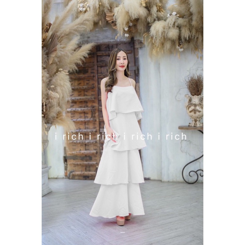 #76 เดรสสายเดี่ยวระบายชั้นๆ