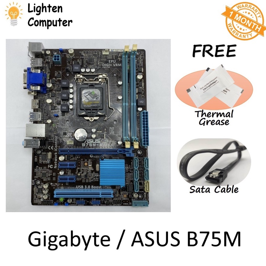 USED ASUS B75M-A | P8B75-M LX | P8B75-M-LX PLUS | เมนบอร์ด B75M PLUS | บี75 | แอลจีเอ 1155 | 2nd 3rd
