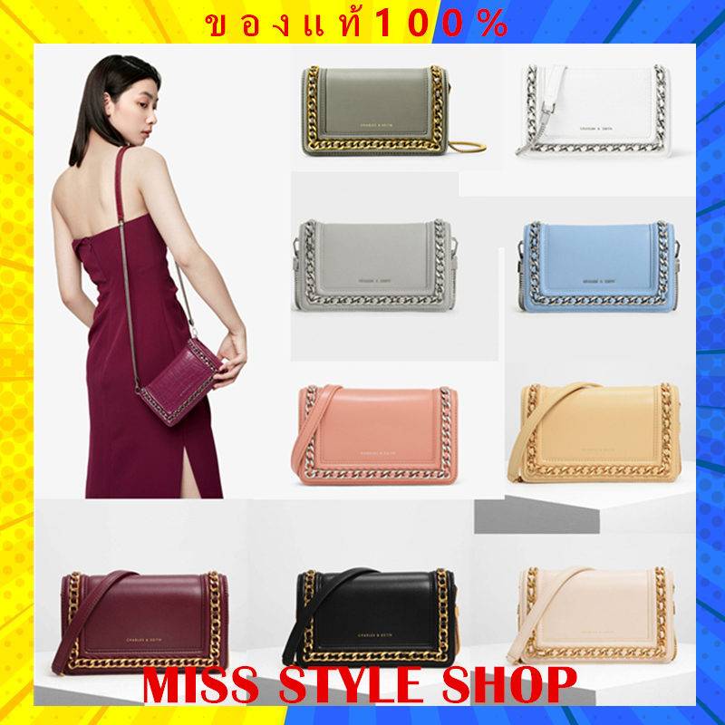 กระเป๋าCHARLES & KEITHสินค้าOutletแท้💯% ,กระเป๋าสะพาย หน้าโซ่ charles&keith