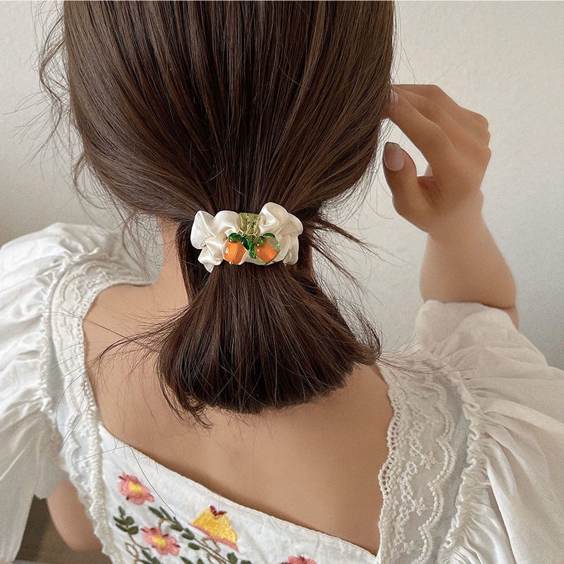 ยางรัดผม อะคริลิค สีส้ม ลูกพลับ น่ารัก สไตล์เกาหลี หวานแหวว เครื่องประดับผม สําหรับผู้หญิง