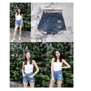 Jeans ขาสั้น สียีนส์เข้ม พร้อมส่ง