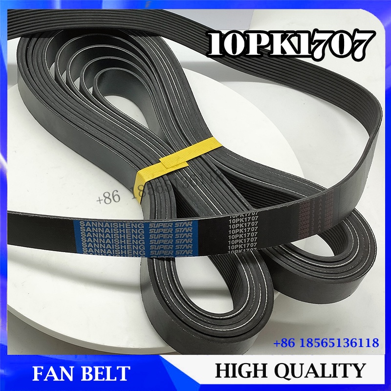 10PK1707 21620133 Fan Belt For Excavator EC240B EC290B EC210B Engine D6D D7E D6E Fan Belt
