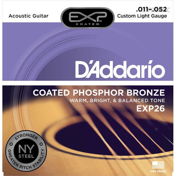D'Addario® EXP26 สายกีตาร์โปร่ง เบอร์ 11 Phosphor Bronze (Custom Light, 11-52)