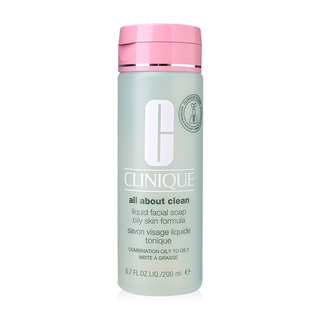 Clinique All About Clean Liquid Facial Soap Oily Skin Formula 200ml สบู่เหลวล้างหน้า สำหรับผิวผสมค่อนข้างมันหรือผิวมัน