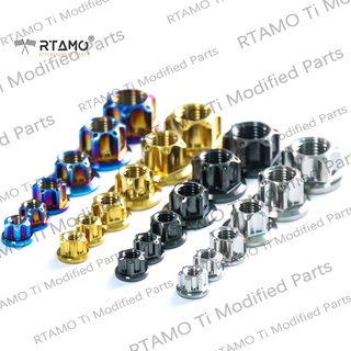 RTAMO ไทเทเนียม Gr5 Pvd Gold BurntBlue Black น็อตตัวเมีย สีน้ําเงินไหม้,ดำ M5 M6 M8 M10 M12 M14(เบอร์ 8 10 12 14 17 19)