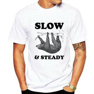 เสื้อยืดผ้าฝ้ายพิมพ์ลายขายดี เสื้อยืดลําลอง แขนสั้น พิมพ์ลาย Sloth Slow And Steady สไตล์ฮิปสเตอร์ สําหรับผู้ชาย ผู้หญิง