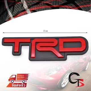 Logo โลโก้ติดหน้า โลโก้กระจังหน้า ยาว 12 cm "TRD" สีดำ+แดง สำหรับ Toyota Vigo, Revo, Rocco, Corolla ปี 2020-2021