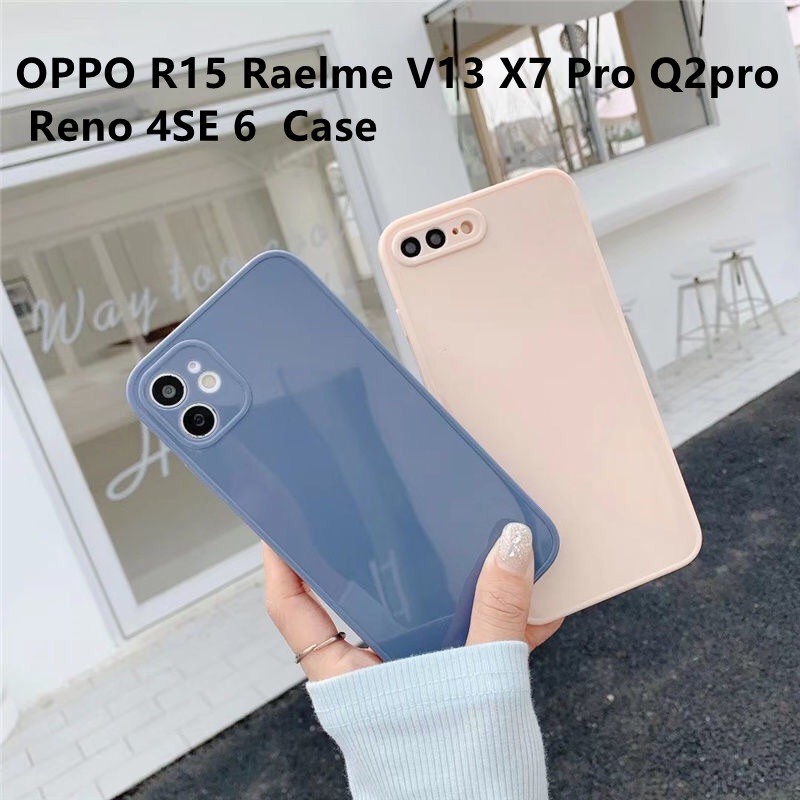 OPPO สําหรับ OPPO R15 Raelme V13 X7 Pro Q2pro Reno 4SE 6 ขอบตรงกรอบรูปโทรศัพท์มือถือป้องกันกรณีเลนส์