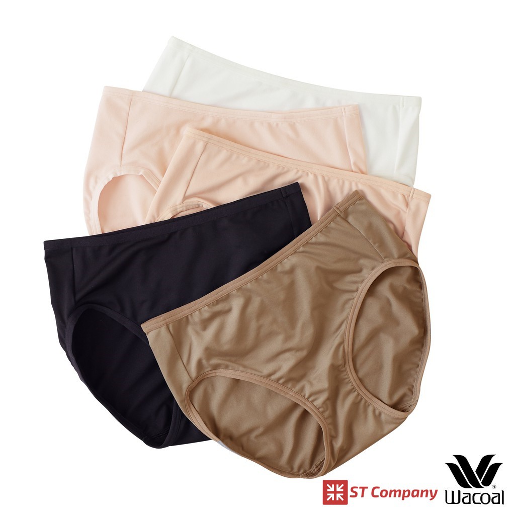 กางเกงใน Wacoal Goodly Panty ทรง Half (ครึ่งตัว) 5 ชิ้น สีดำ-เบจ-เนื้อ-โอวัลติน-ครีม รุ่น WU3287 ขอบ