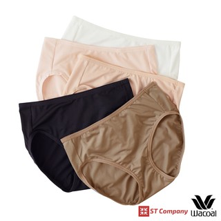 กางเกงใน Wacoal Goodly Panty ทรง Half (ครึ่งตัว) 5 ชิ้น สีดำ-เบจ-เนื้อ-โอวัลติน-ครีม รุ่น WU3287 ขอบเรียบ ทรง บิกินี่