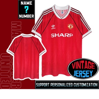 เสื้อกีฬาแขนสั้น ลายทีมชาติฟุตบอล Manchester United 1991-92 season ชุดเหย้า s-2xl