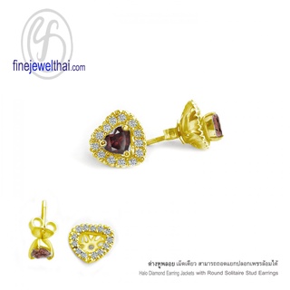 Finejewelthai-ต่างหูโกเมน-ต่างหูพลอย-พลอยประจำเดือนเกิด-Garnet-Silver-Earring-Birthstone-E1082gm00 (เลือกสีตัวเรือนได้)