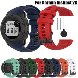 สายนาฬิกาข้อมือซิลิโคน ทนทาน สีดํา สําหรับ Garmin Instinct 2S