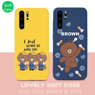 เคสมือถือสำหรับ Huawei Y7A Nova 7 7i 6 7 SE 5T 5Z 5 5i Pro Y9 Prime 2019 Y9S Y6S P40 Pro Plus Lite E Y7P 2020 Y6P Y5P Y8P P20 P30 Pro Plus P20 P30 Lite Y7 Pro 2019 Nova 3e 3i 4e Mate 20 30 Lite Pro P Smart 2021 Case หมีสีน้ำตาล Lovely Pattern Soft Casing